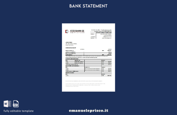 Modello Excel di estratto conto CCEI della Guinea Equatoriale in stile verificat