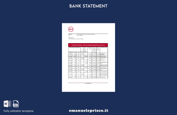 Modello Excel di estratto conto bancario ABSA del Mozambico in stile verificato