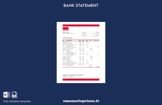 Modello Excel di estratto conto bancario Norvegia BN in stile verificato