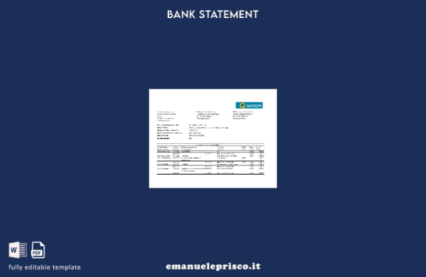 Modello Excel di estratto conto bancario Qazkom del Kazakistan in stile verifica