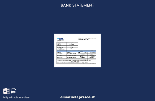 Modello Excel di estratto conto bancario Russia VTB in stile verificato