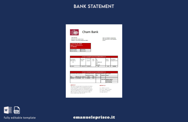 Modello Excel di estratto conto bancario Syria Cham in stile verificato
