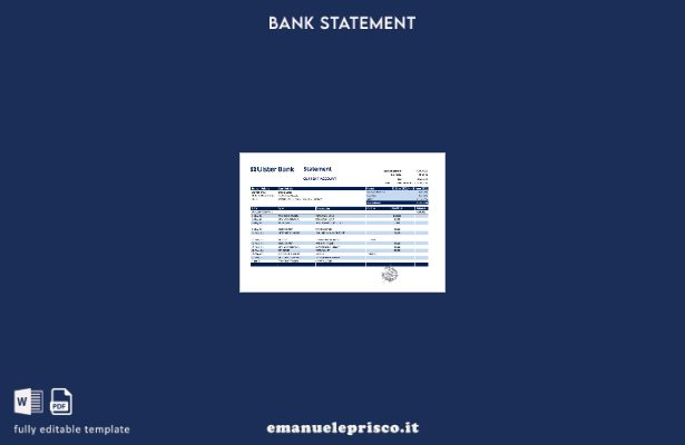Modello Excel di estratto conto bancario dell'Ulster della Repubblica d'Irlanda