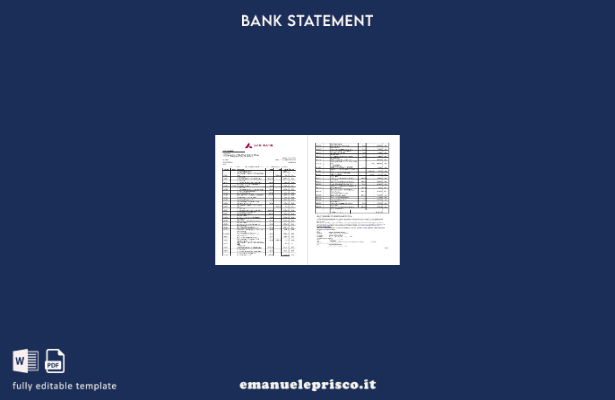Modello Excel di estratto conto bancario delle pagine India Axis in stile verifi