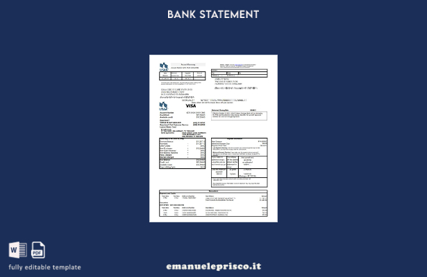 Modello Excel per carta di credito bancaria USA USAA in stile verificato