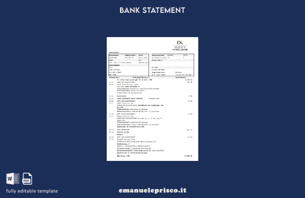 modello Excel Germania Deutsche Handelbank stile verificato