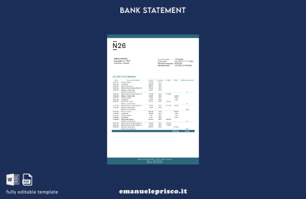 modello Excel banca Germania N stile verificato
