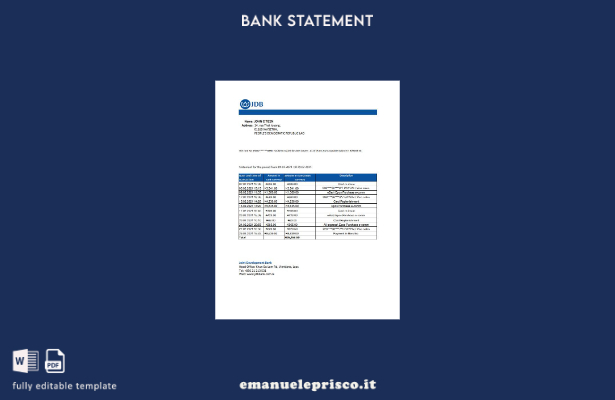 modello Excel di dichiarazione della Laos Joint Development Bank (JDB) in stile