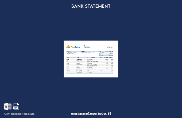 modello Excel di estratto conto Finabank del Suriname in stile verificato