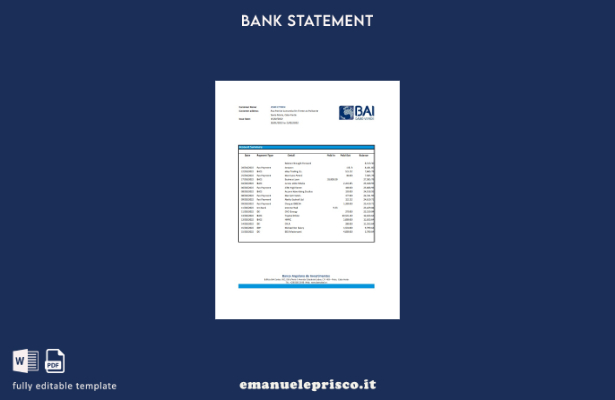 modello Excel di estratto conto bancario (Somma automatica) stile verificato Cab