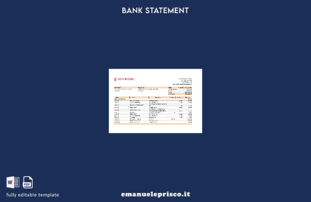 modello Excel di estratto conto bancario BEA di Hong Kong in stile verificato