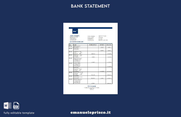 modello Excel di estratto conto bancario BNZ Greymouth della Nuova Zelanda in st