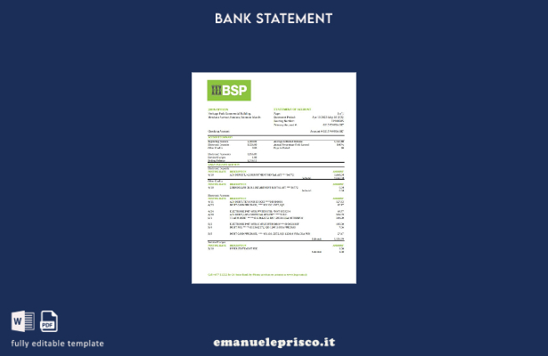 modello Excel di estratto conto bancario BSP delle Isole Salomone in stile verif