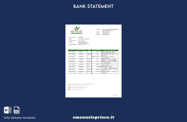 modello Excel di estratto conto bancario Credit Agricole Marocco stile verificat