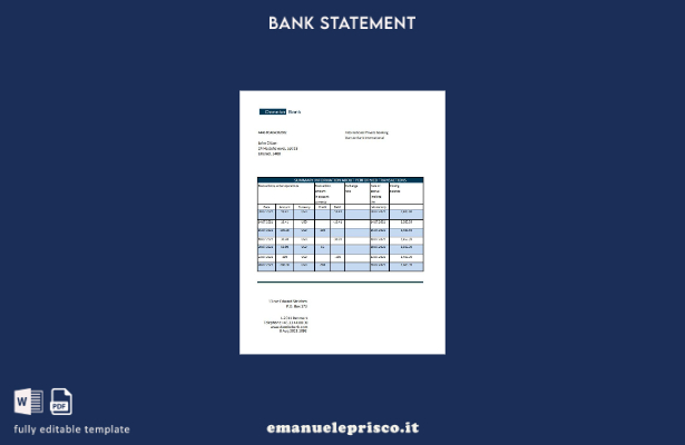 modello Excel di estratto conto bancario Danimarca Danskebank in stile verificat