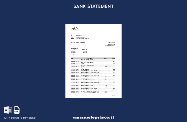 modello Excel di estratto conto bancario HalkBank Turkmenistan in stile verifica