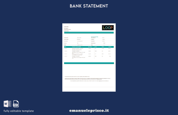 modello Excel di estratto conto bancario Kenya Loop in stile verificato