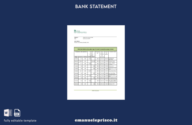 modello Excel di estratto conto bancario Mali Banque Commerciale du Sahel in sti