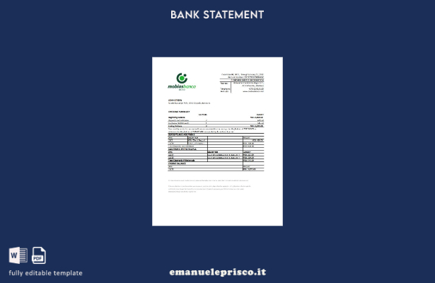 modello Excel di estratto conto bancario Moldova Mobiasbanca in stile verificato