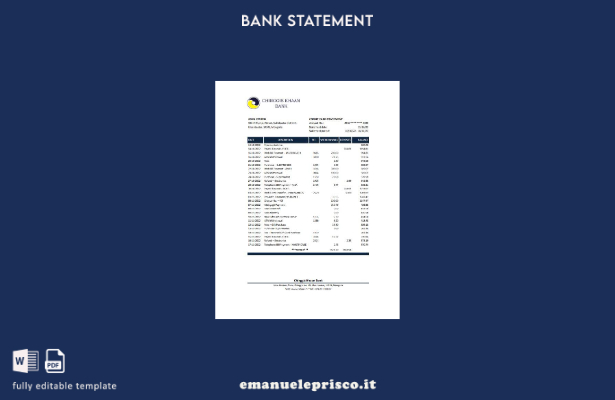 modello Excel di estratto conto bancario Mongolia Chinggis Khaan in stile verifi