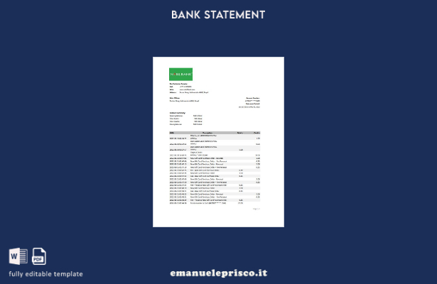 modello Excel di estratto conto bancario Nepal Nabil in stile verificato
