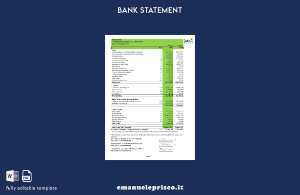 modello Excel di estratto conto bancario Nigeria Jaiz in stile verificato