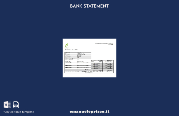 modello Excel di estratto conto bancario Oman Bank Dhofar in stile verificato
