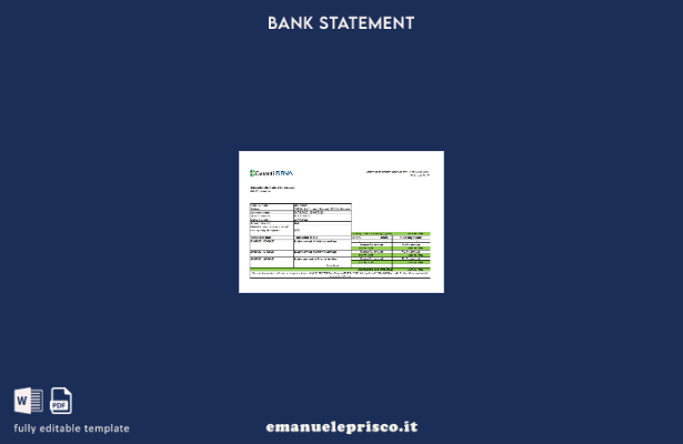 modello Excel di estratto conto bancario Romania Garanti BBVA in stile verificat