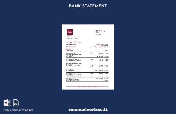 modello Excel di estratto conto bancario USA North Carolina BB&T Corp. stile v 1