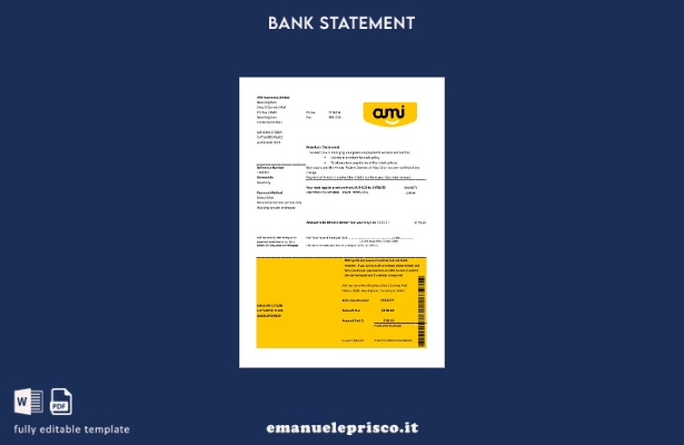 modello Excel di estratto conto bancario della Nuova Zelanda Ami Insurance Limit