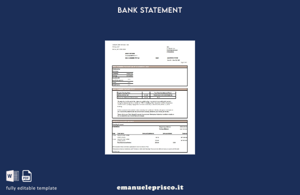 modello Excel di estratto conto bancario della città USA in stile verificato
