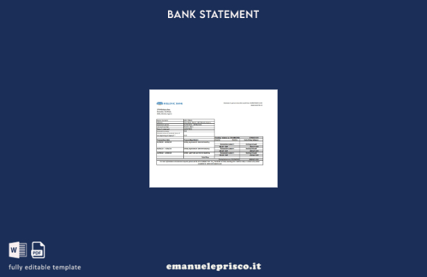 modello Excel di estratto conto bancario di Cipro ellenico in stile verificato