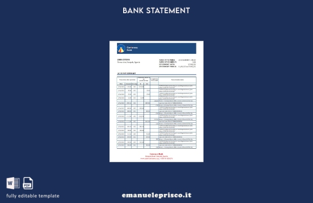 modello Excel di estratto conto del centenario dell'Uganda in stile verificato