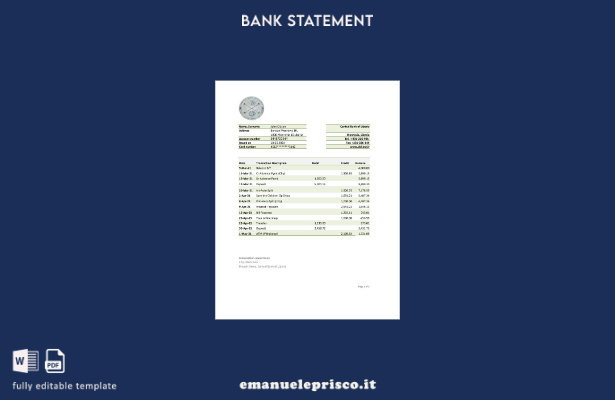 modello Excel di estratto conto della Banca centrale della Liberia in stile veri