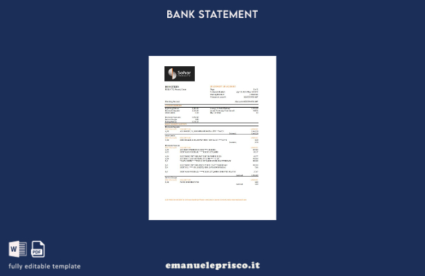 modello Excel di estratto conto internazionale Oman Sohar in stile verificato