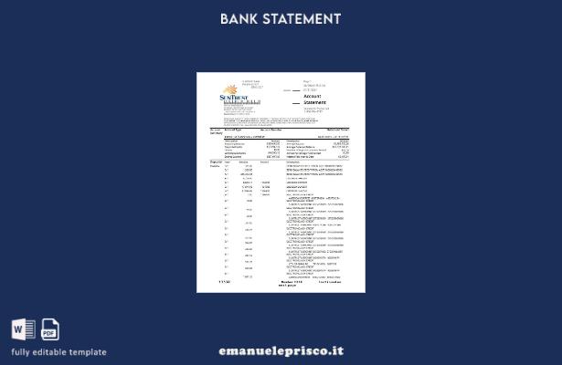 modello Excel di prova dell'indirizzo della banca USA SunTrust in stile verifica