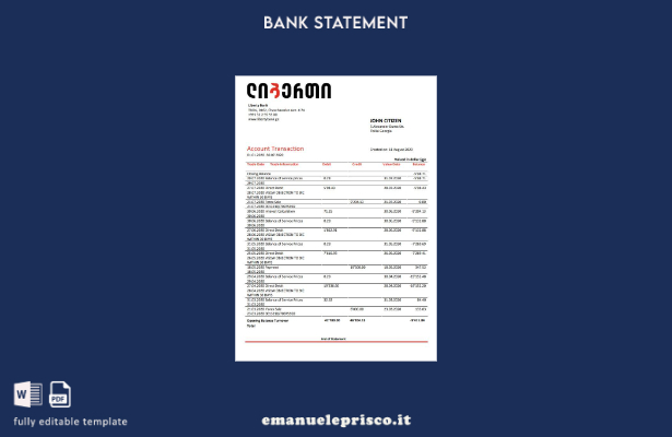 modello Georgia Liberty Bank in stile verificato