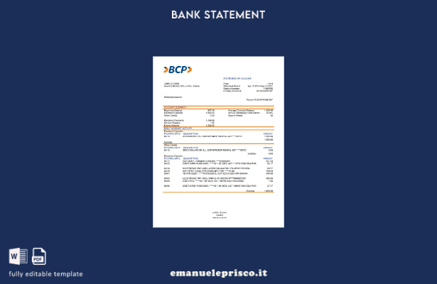 modello di dichiarazione del Banco de Crédito de Bolivia in stile verificato