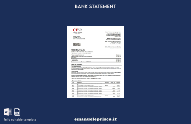 modello di estratto conto CFSB USA New York in stile verificato