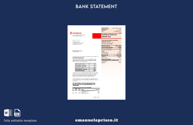 modello di estratto conto Canada Scotiabank in stile verificato