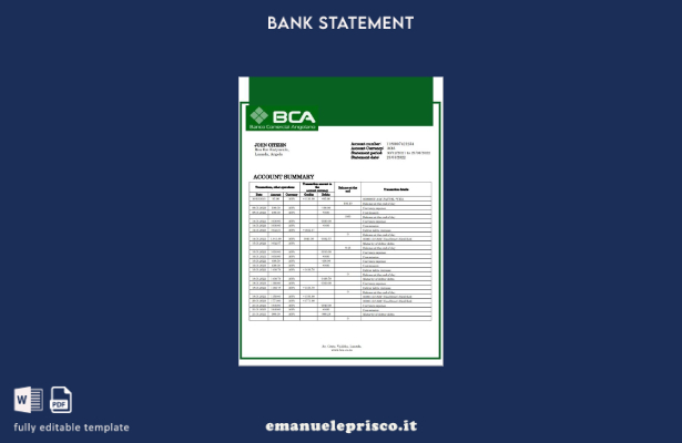 modello di estratto conto bancario Angolano stile verificato Angola Banco Comerc