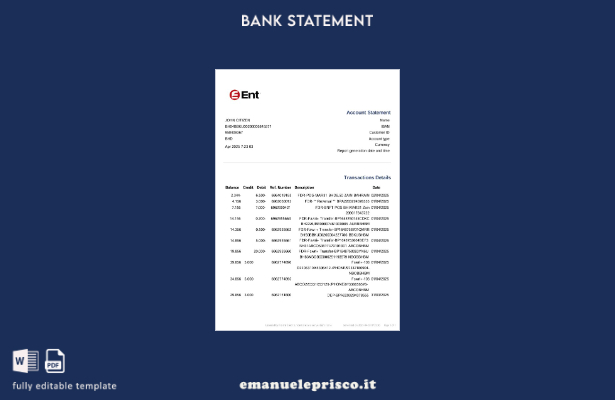 modello di estratto conto bancario USA Colorado Ent Credit Union in stile verifi