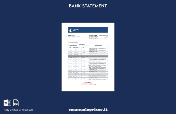 modello di estratto conto bancario del centenario dell'Uganda in stile verific 1