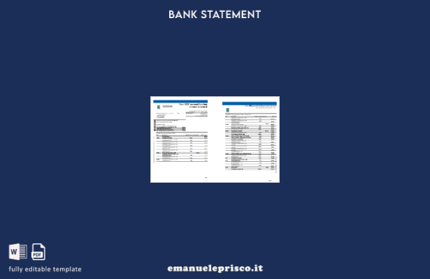 modello di pagine Excel dell'estratto conto bancario della Royal Bank of Canada
