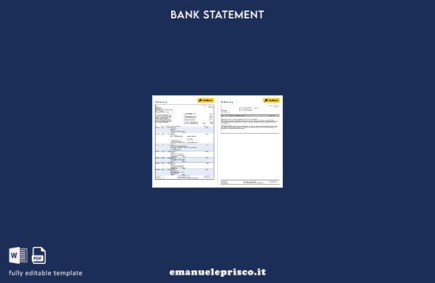 modello di pagine dell'estratto conto della Germania Postbank in stile verificat