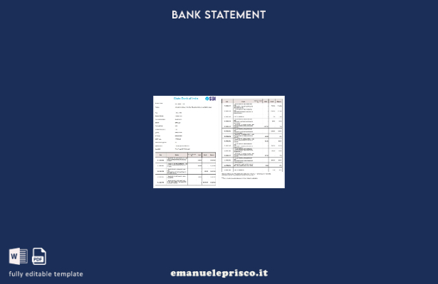 modello di pagine di estratto conto bancario dell'India State Bank of India (SBI