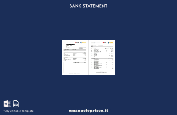 modello di pagine di parole dell'estratto conto bancario DBS di Singapore in s 1