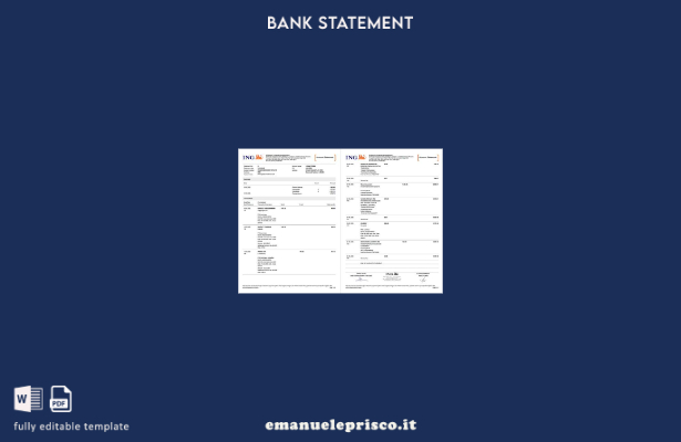modello di pagine di parole dell'estratto conto bancario ING olandese in stile v