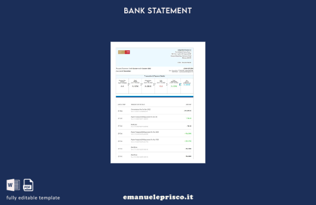 modello di pagine di parole dell'estratto conto bancario India Aditya Birla Fina