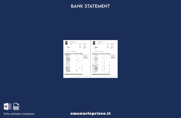 modello di pagine di parole dell'estratto conto bancario Irlanda AIB in stile ve